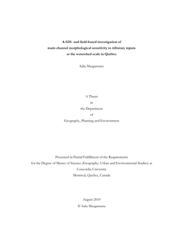 And Field-Based Investigation of Main Channel Morphological Sensitivity to Tributary Inputs at the Watershed Scale in Québec