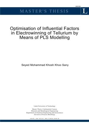 Electrowinning of Tellurium by Means of PLS Modelling