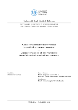 Characterization of the Varnishes from Historical Musical Instruments