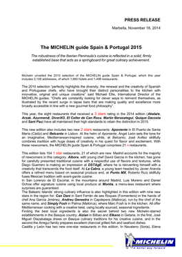 The MICHELIN Guide Spain & Portugal 2015