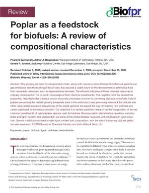 Poplar As a Feedstock for Biofuels: a Review of Compositional Characteristics
