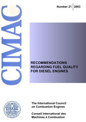 Recommendations Regarding Fuel Quality for Diesel Engines, 2003