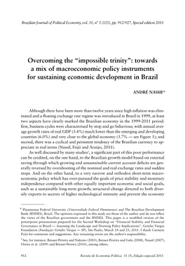“Impossible Trinity”: Towards a Mix of Macroeconomic Policy Instruments for Sustaining Economic Development in Brazil