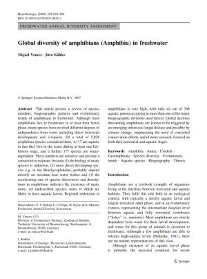Global Diversity of Amphibians (Amphibia) in Freshwater