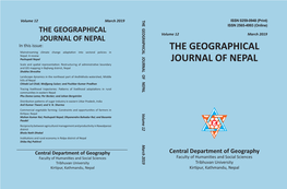 The Geographical Journal of Nepal Vol. 12: 1-24, 2019 Central Department of Geography, Tribhuvan University, Kathmandu, Nepal