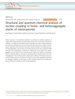 Structural and Quantum Chemical Analysis of Exciton Coupling in Homo- and Heteroaggregate Stacks of Merocyanines