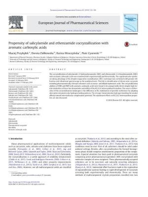 Propensity of Salicylamide and Ethenzamide Cocrystallization with Aromatic Carboxylic Acids European Journal of Pharmaceutical S