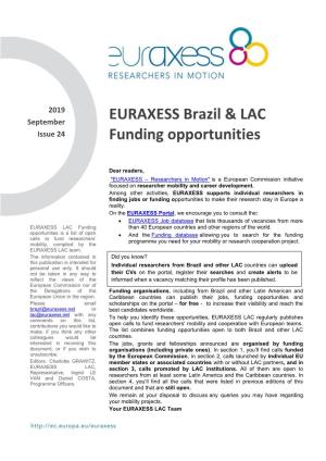 EURAXESS Brazil & LAC Funding Opportunities September 2019