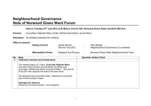 Neighbourhood Governance Note of Norwood Green Ward Forum