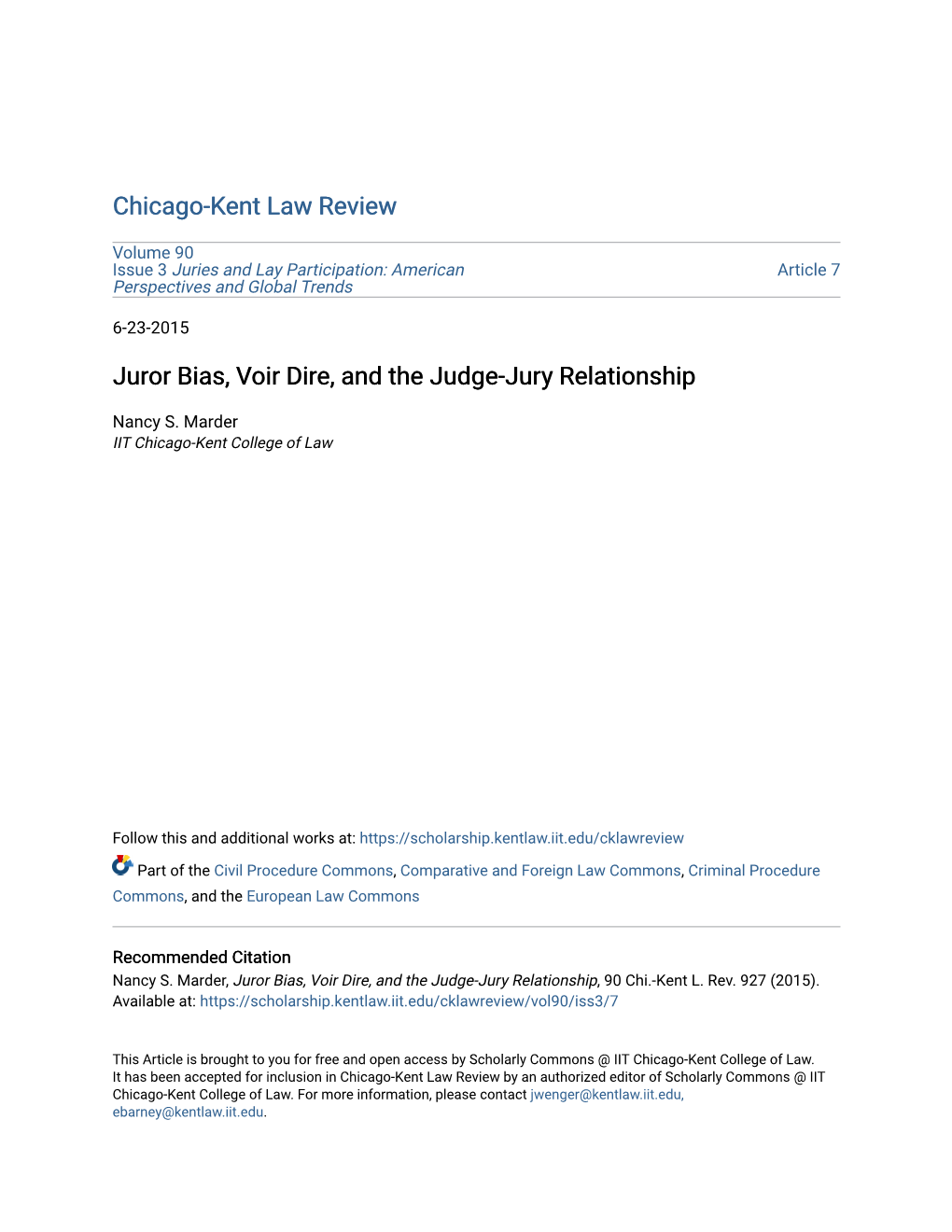 Juror Bias, Voir Dire, and the Judge-Jury Relationship