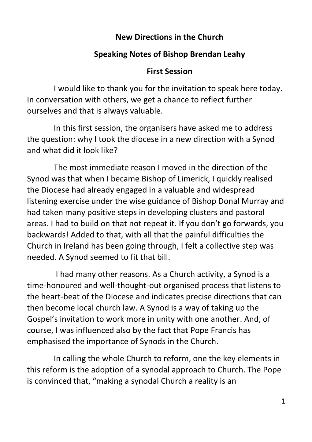 Speaking Notes of Bishop Brendan Leahy.PDF