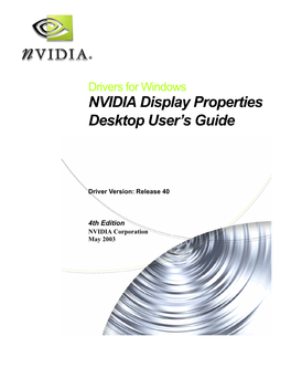 Drivers for Windows NVIDIA Display Properties Desktop User’S Guide