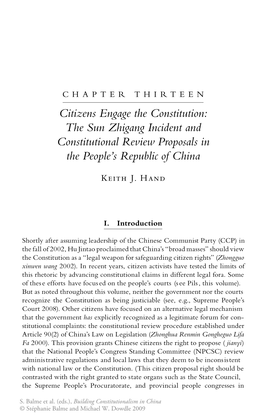 Citizens Engage the Constitution: the Sun Zhigang Incident and Constitutional Review Proposals in the People's Republic Of
