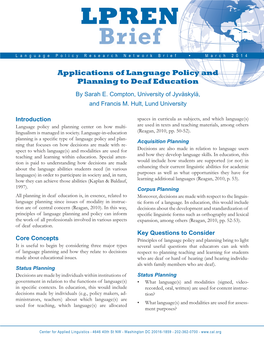 Applications of Language Policy and Planning to Deaf Education