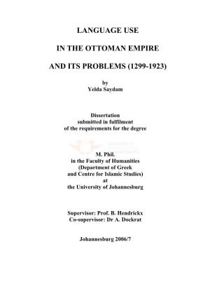 Language Use in the Ottoman Empire and Its Problems
