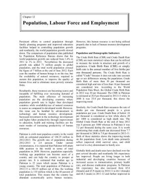 Population, Labour Force and Employment
