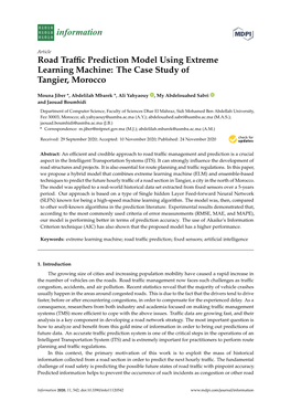 Road Traffic Prediction Model Using Extreme Learning Machine: the Case Study of Tangier, Morocco