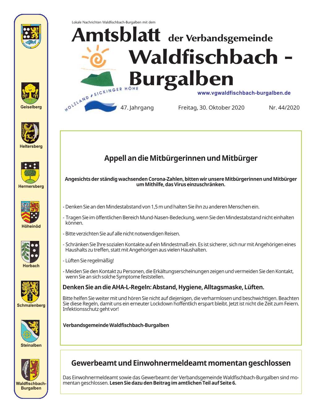 Amtsblatt Der Verbandsgemeinde Waldfischbach - Burgalben