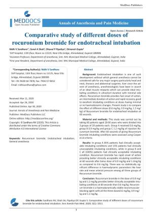 Comparative Study of Different Doses of Rocuronium Bromide For