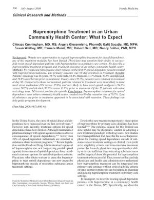 Buprenorphine Treatment in an Urban Community Health Center: What to Expect