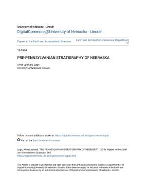 Pre-Pennsylvanian Stratigraphy of Nebraska