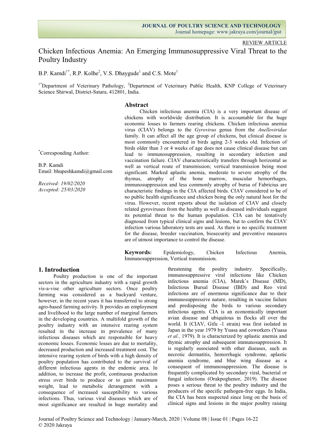 Chicken Infectious Anemia: an Emerging Immunosuppressive Viral Threat to the Poultry Industry