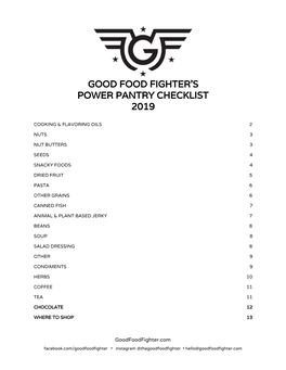 Good Food Fighter's Power Pantry​​Checklist 2019