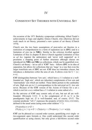 Consistent Set Theories with Universal Set