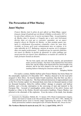 The Persecution of Pilot Mackey Janet Maybee