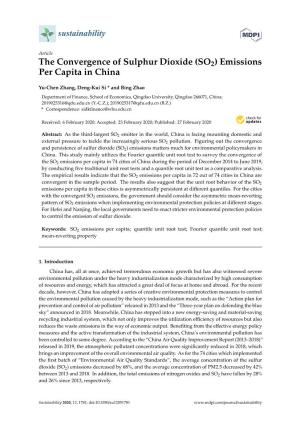 The Convergence of Sulphur Dioxide (SO2) Emissions Per Capita in China