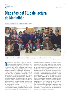 Diez Años Del Club De Lectura De Montalbán Por LOS COMPONENTES DEL CLUB DE LECTURA