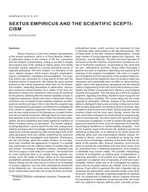 Sextus Empiricus and the Scientific Scepticism