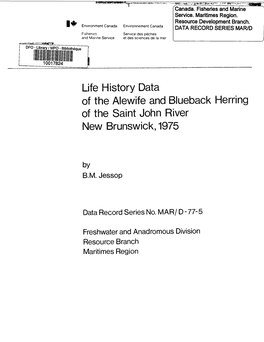 Life History Data of the Alewife and Blueback Herring of the Saint John River New Brunswick,1975