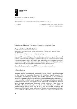 Stability and Fractal Patterns of Complex Logistic Map