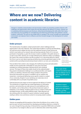 Delivering Content in Academic Libraries