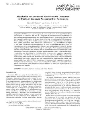 Mycotoxins in Corn-Based Food Products Consumed in Brazil: an Exposure Assessment for Fumonisins