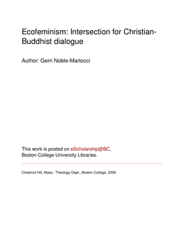 Ecofeminism: Intersection for Christian- Buddhist Dialogue