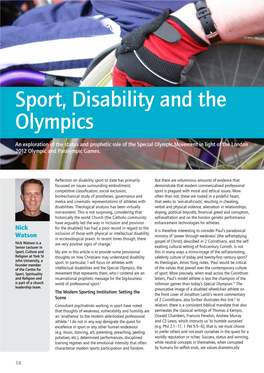 Sport, Disability and the Olympics