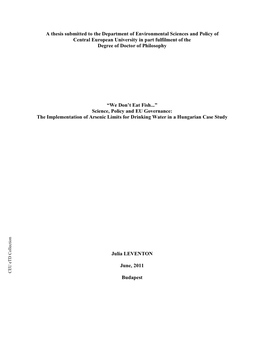 A Thesis Submitted to the Department