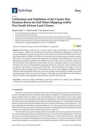 Calibration and Validation of the Cosmic Ray Neutron Rover for Soil Water Mapping Within Two South African Land Classes
