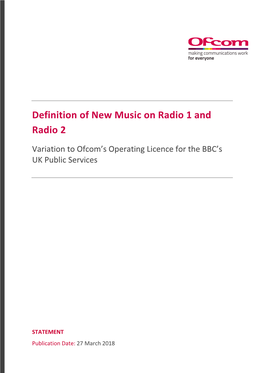 Statement: Definition of New Music on Radio 1 and Radio 2