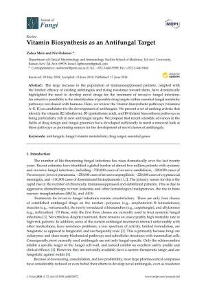 Vitamin Biosynthesis As an Antifungal Target