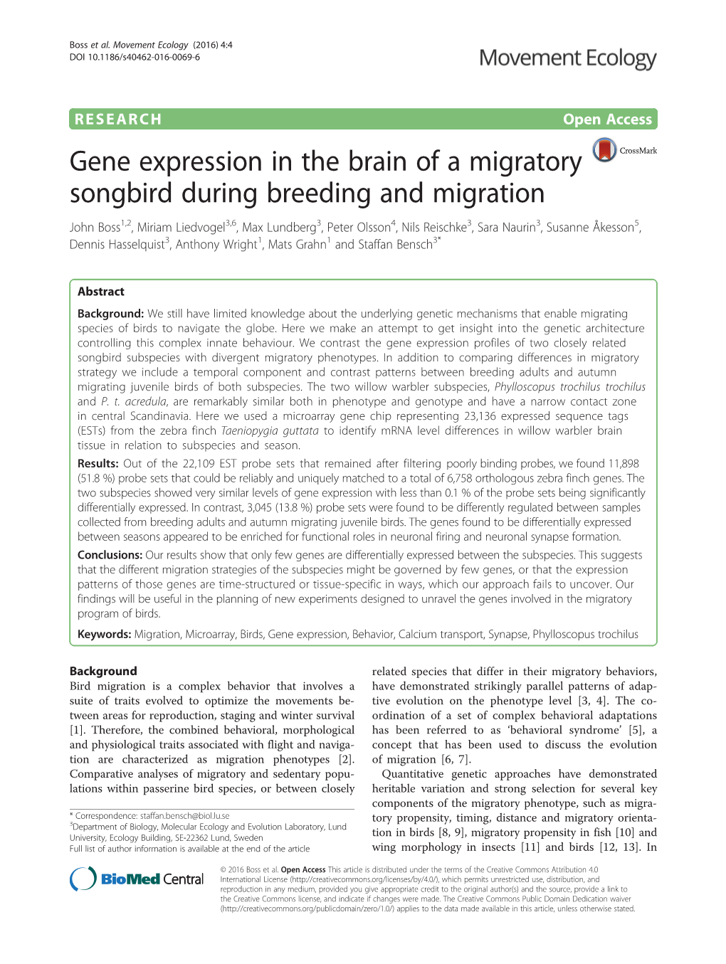 Gene Expression in the Brain of a Migratory Songbird During Breeding and Migration