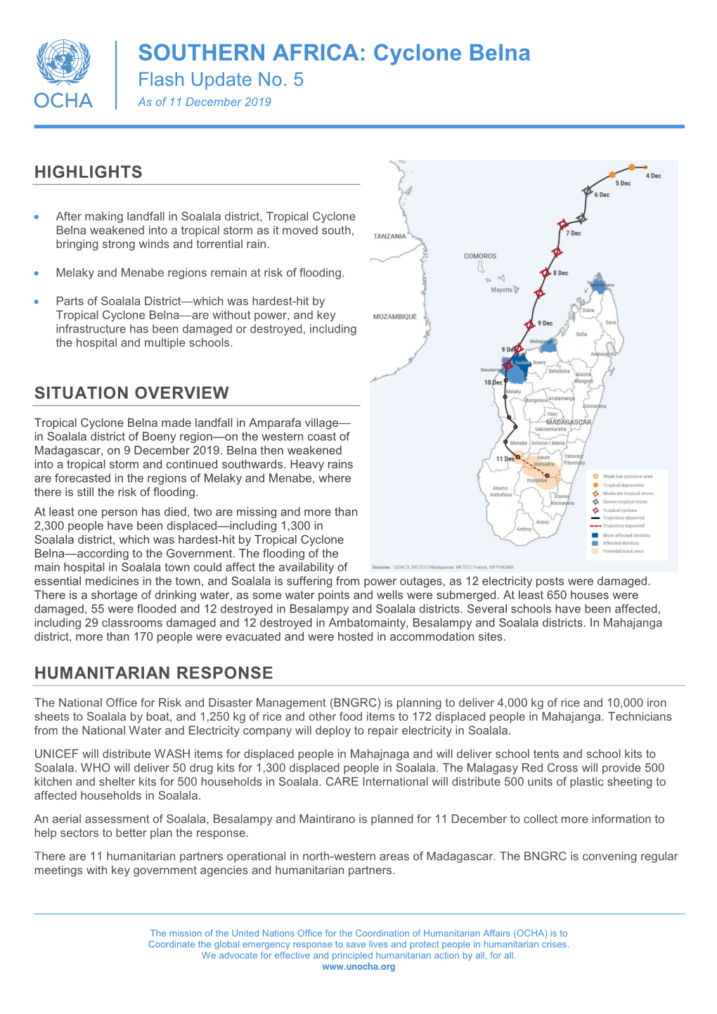 SOUTHERN AFRICA: Cyclone Belna Flash Update No