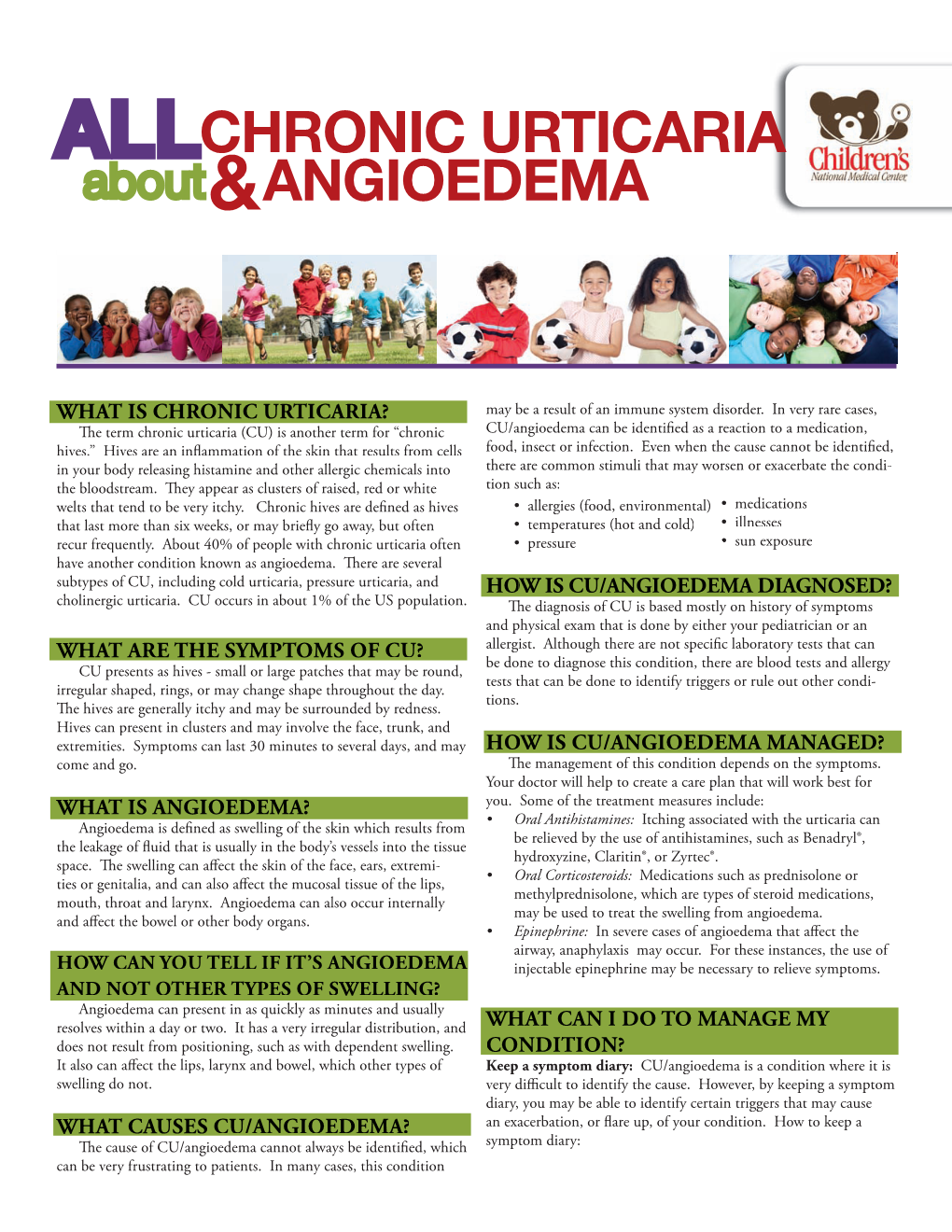 ALLCHRONIC URTICARIA About ANGIOEDEMA