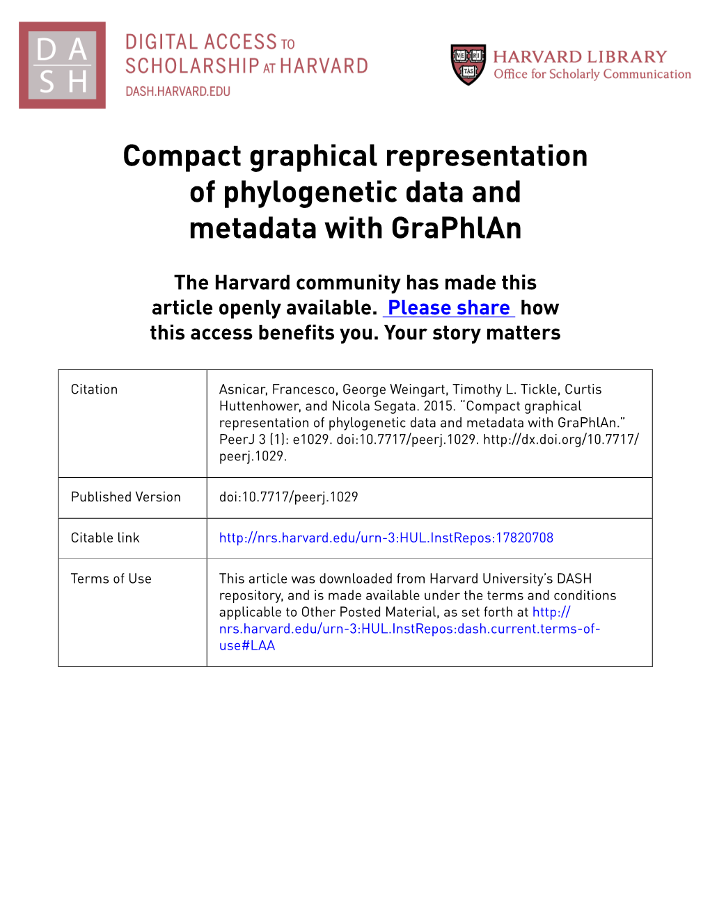 Compact Graphical Representation of Phylogenetic Data and Metadata with Graphlan