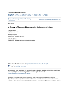 A Review of Gendered Consumption in Sport and Leisure