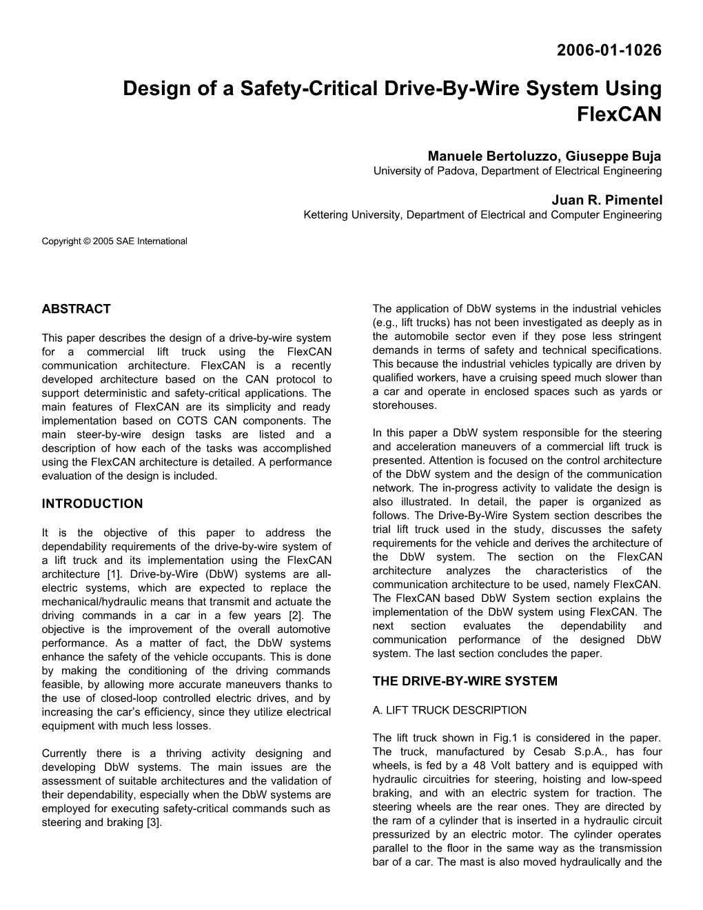 Design of a Safety-Critical Drive-By-Wire System Using Flexcan