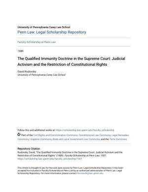 The Qualified Immunity Doctrine in the Supreme Court: Judicial Activism and the Restriction of Constitutional Rights