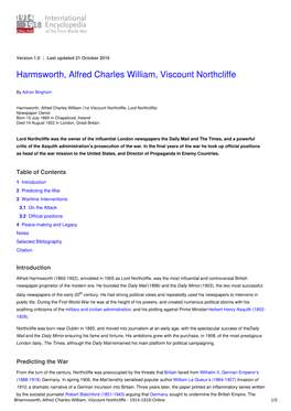 Harmsworth, Alfred Charles William, Viscount Northcliffe | International
